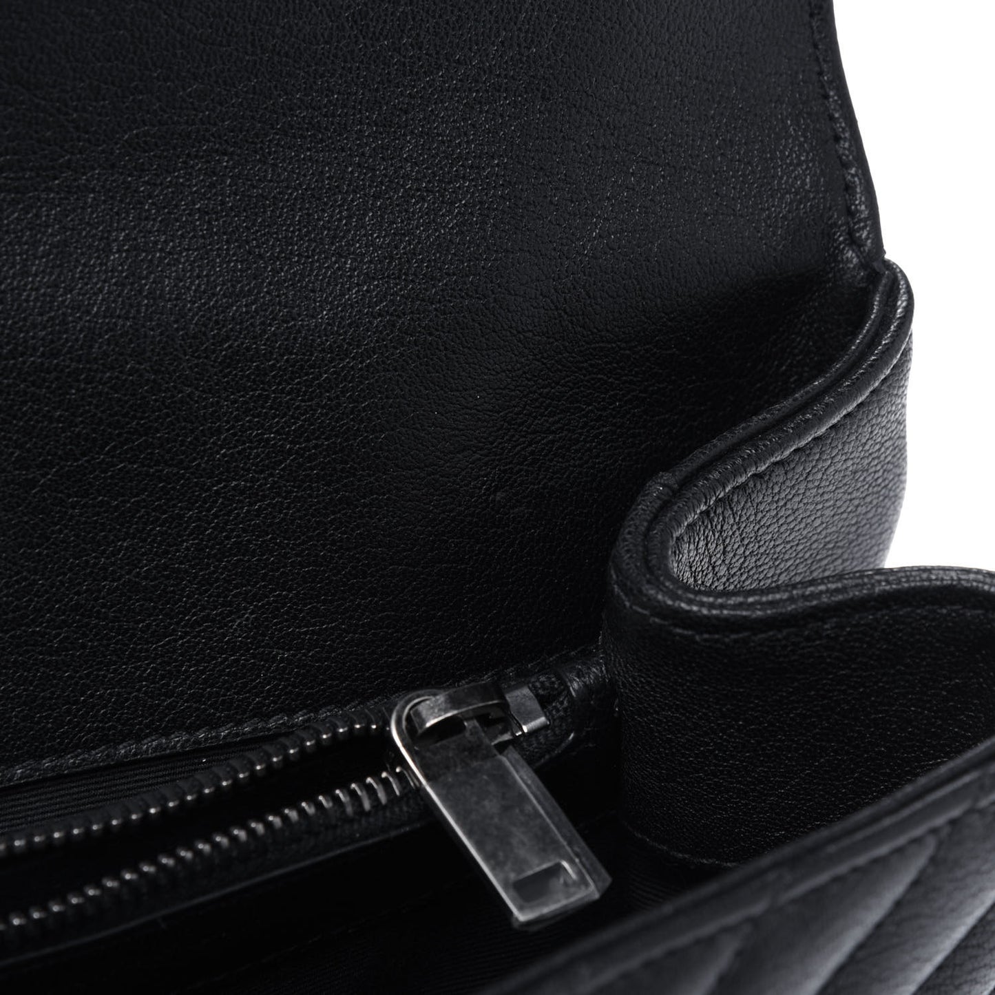 Sheepskin Matelasse Chevron Monogram Large College Satchel Black