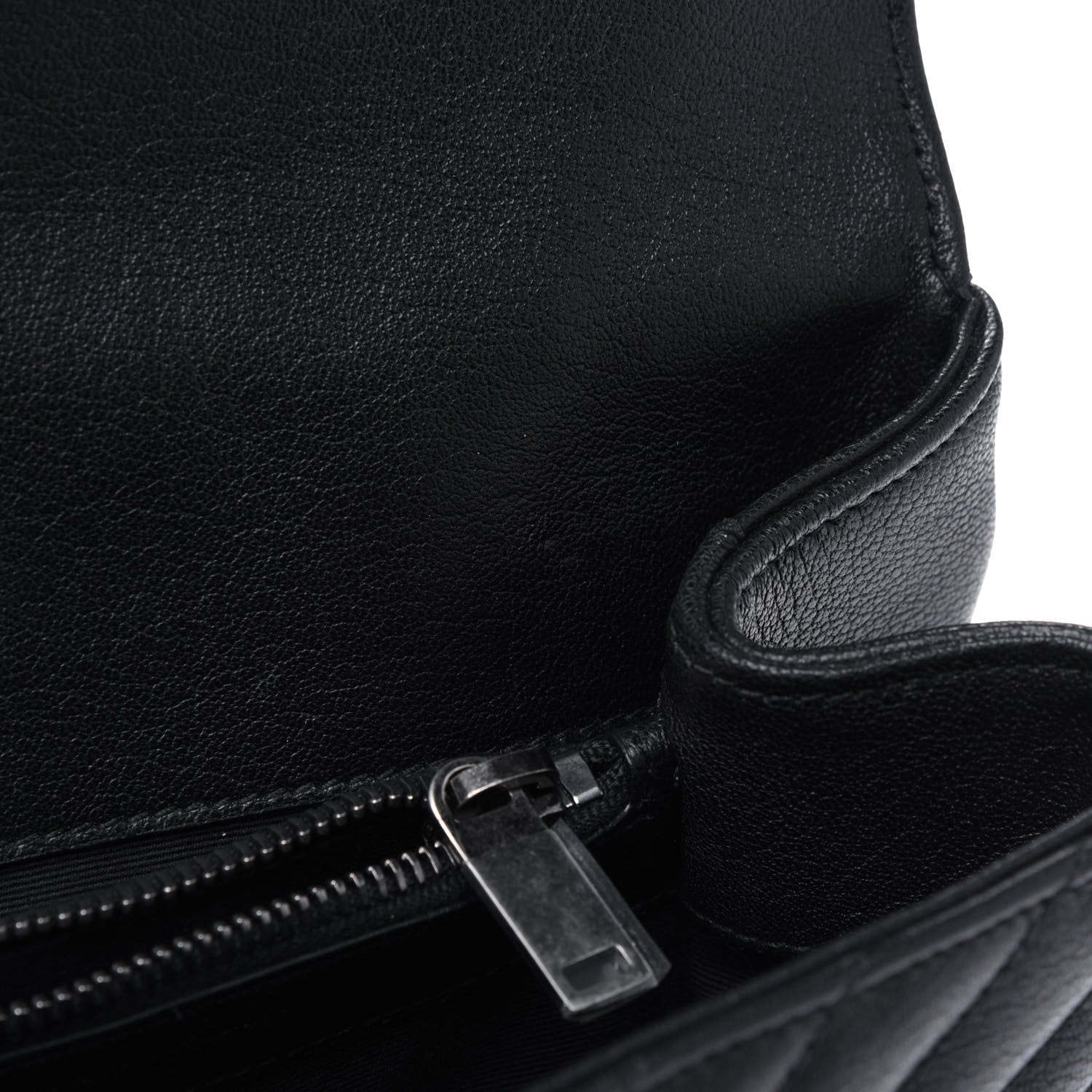 Saint Laurent Sheepskin Matelasse Chevron Monogram Large College Satchel Black 9 of 16