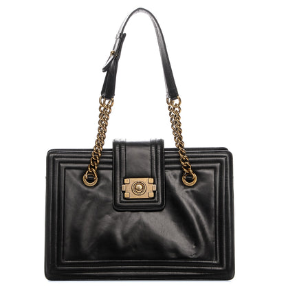 Chanel Glazed Calfskin Boy Tote Black 1 of 10