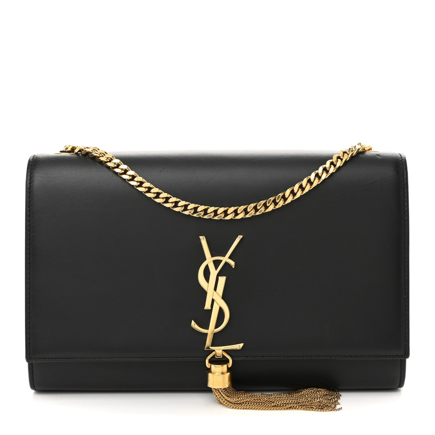 Smooth Calfskin Medium Classic Monogram Kate Tassel Satchel Black