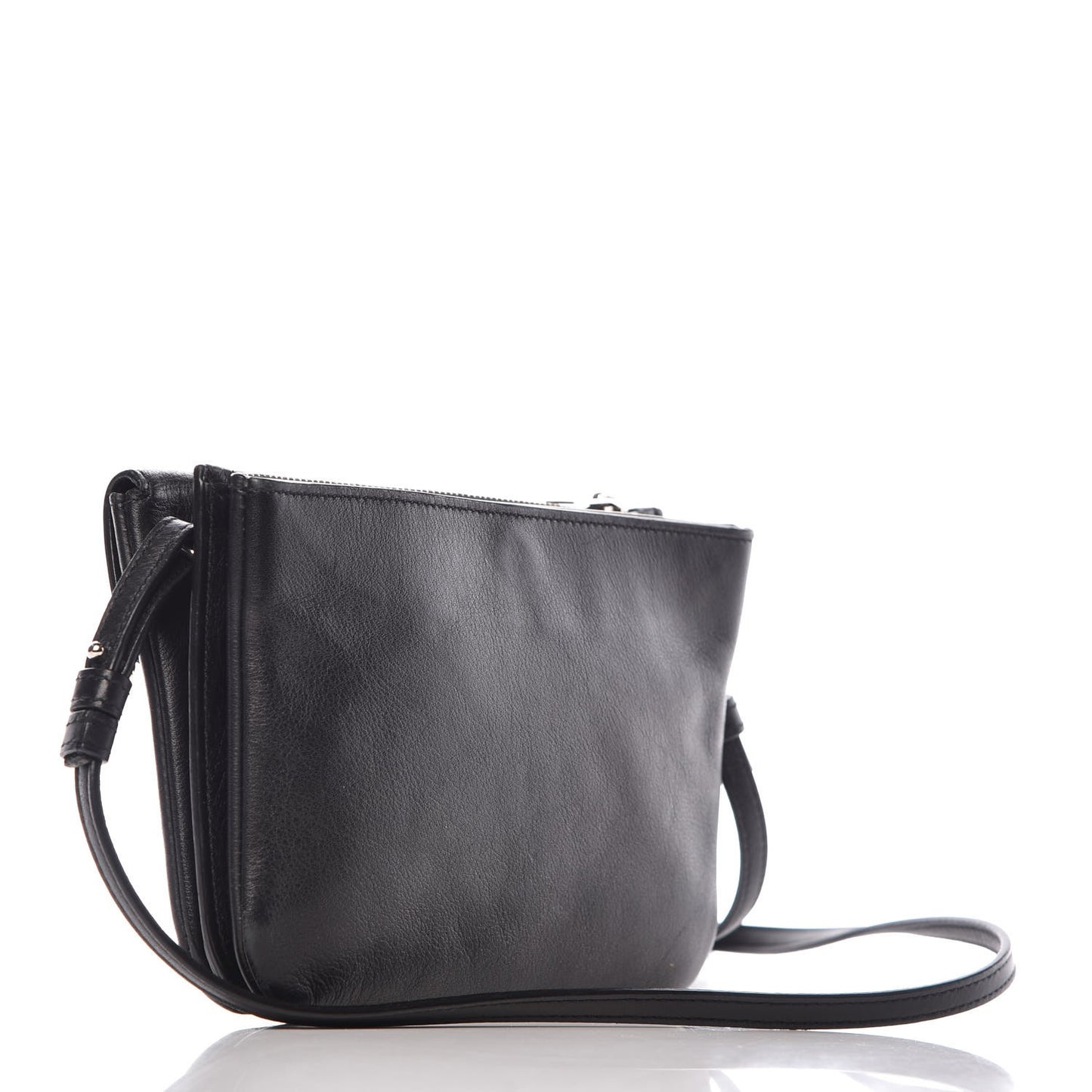 Calfskin Monogram Tri Pocket Crossbody Bag Black