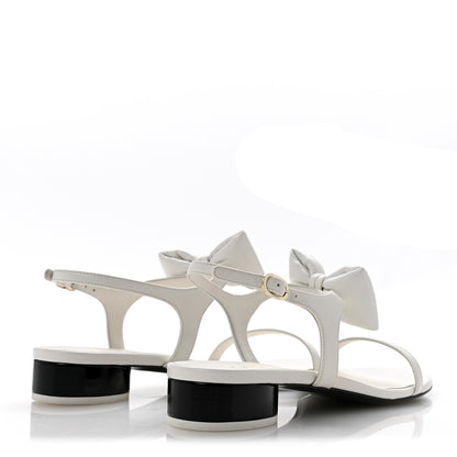 Chanel Lambskin CC Bow Sandals 39 White Black 5 of 10