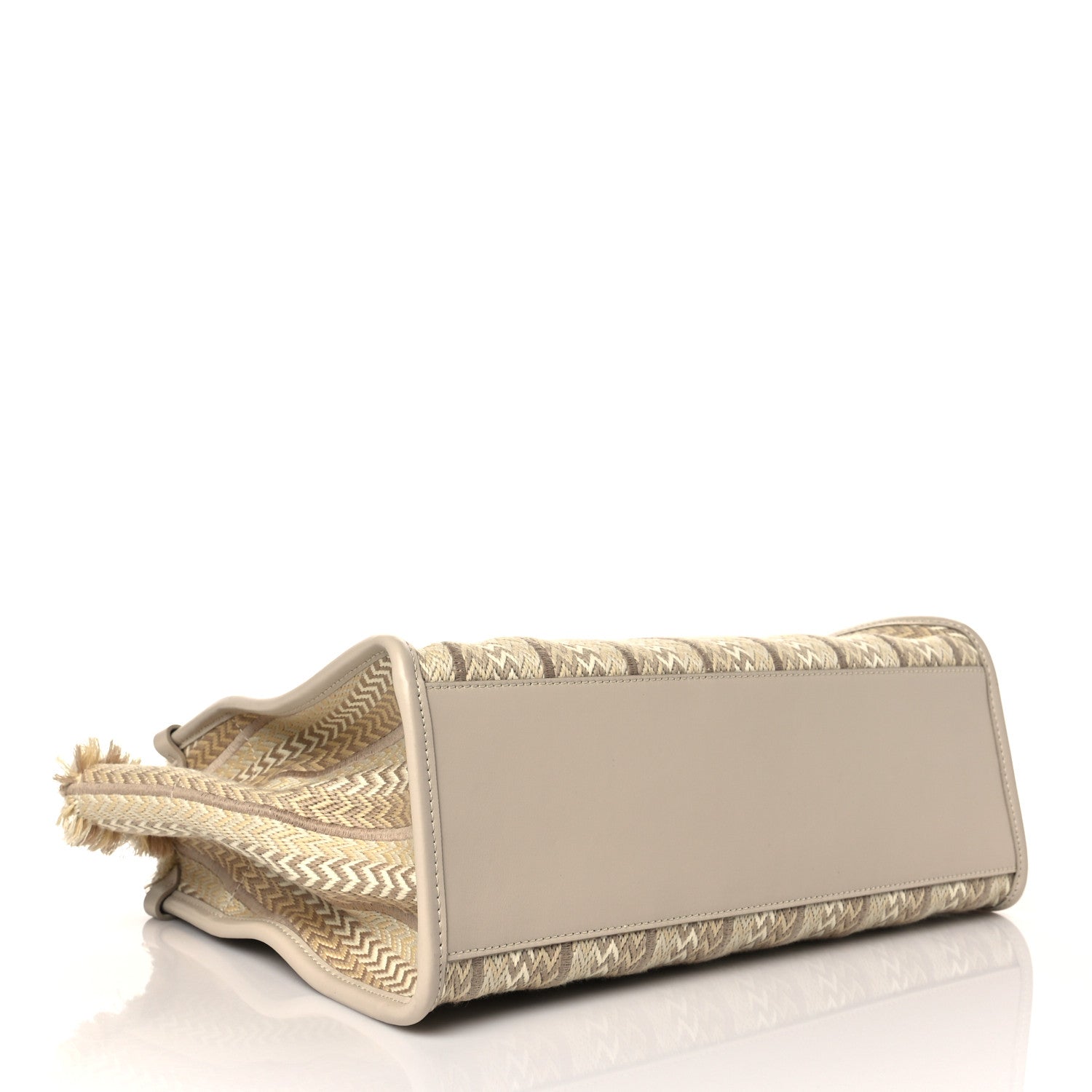 Lanvin Calfskin Canvas Woven Chevron In & Out Tote PM Beige 5 of 10