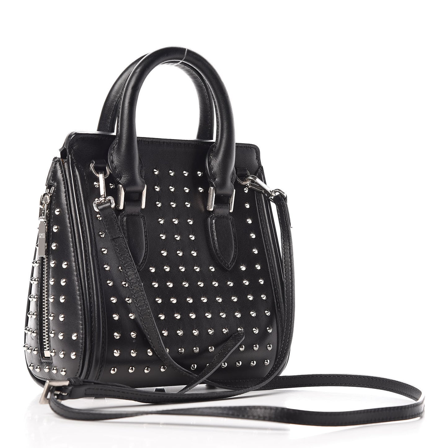 Calfskin Studded Mini Heroine Shoulder Bag Black