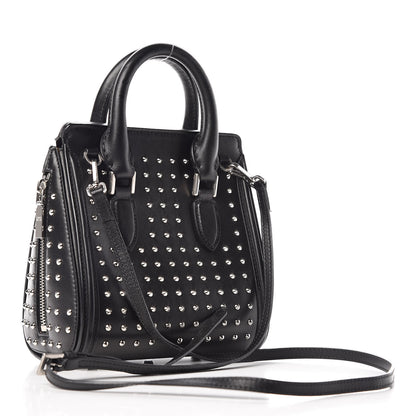 Alexander McQueen Calfskin Studded Mini Heroine Shoulder Bag Black 3 of 13
