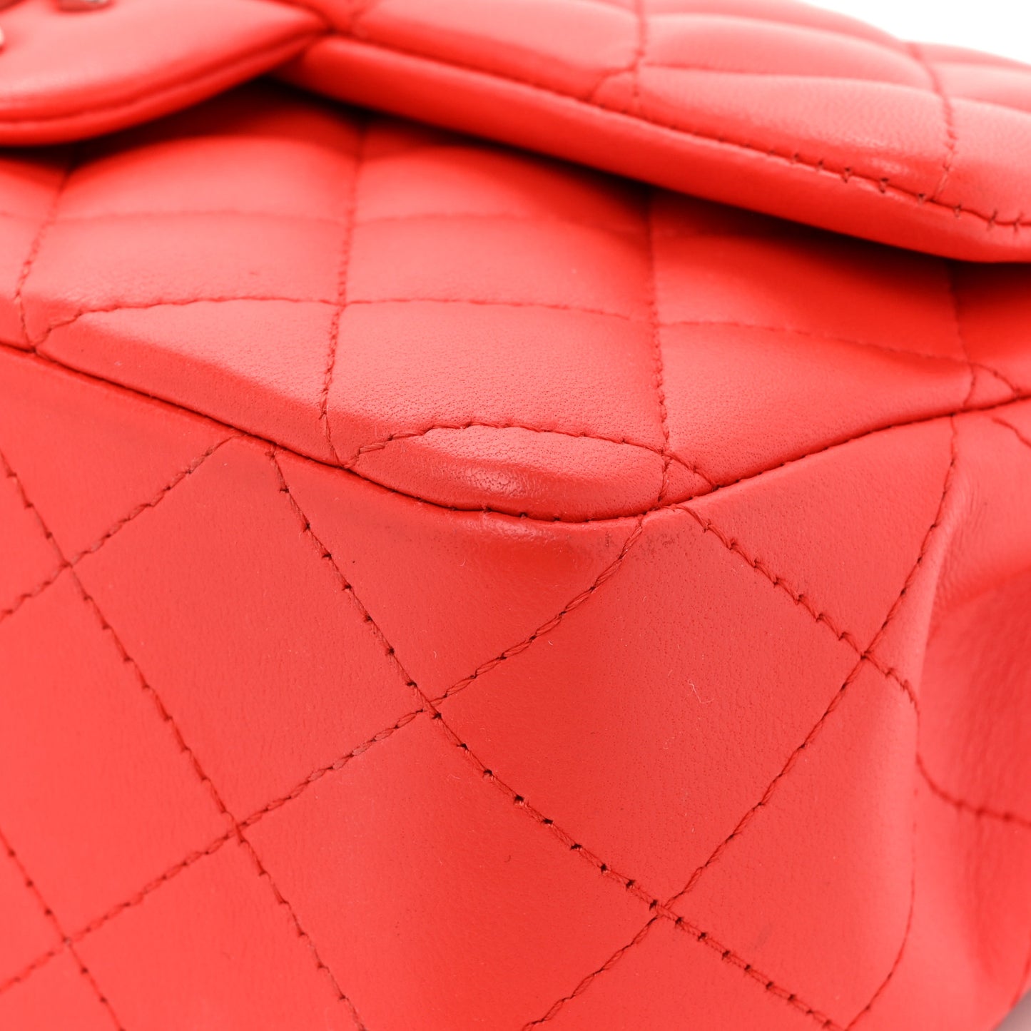 Lambskin Quilted Mini Rectangular Flap Red