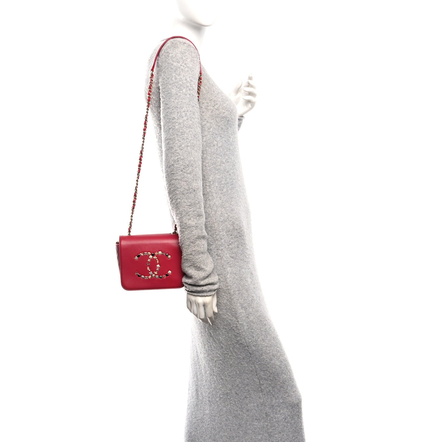 Lambskin Quilted Lucky Charms CC Crossbody Messenger Flap Red