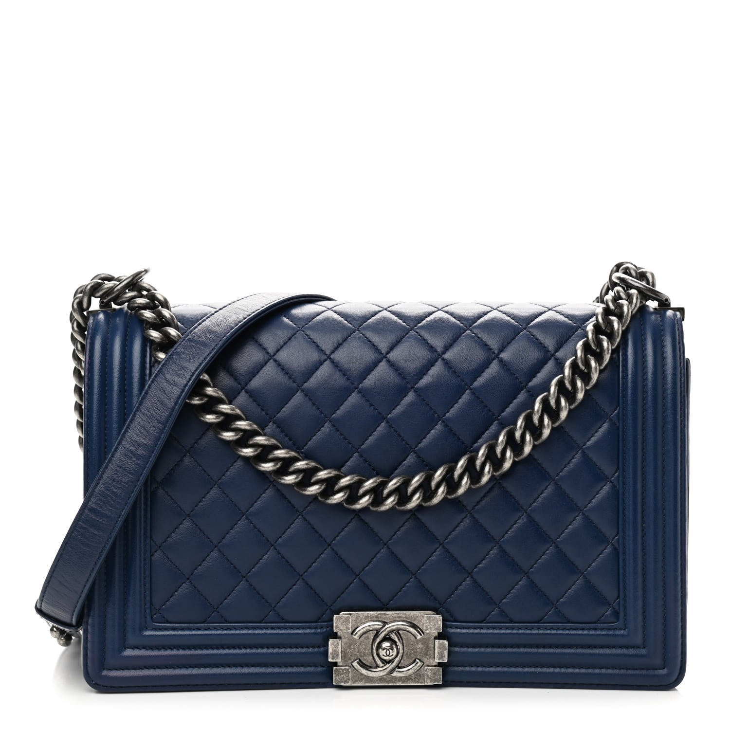 Chanel Lambskin Quilted New Medium Boy Flap Navy 1 of 11