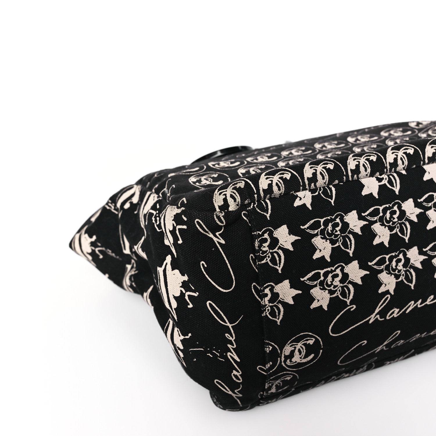 Chanel Canvas Camellia Flower Tote Black 8 of 9