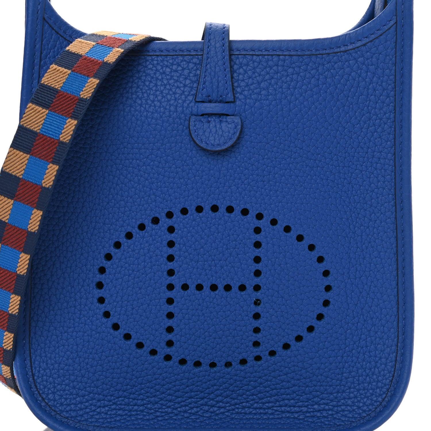 Hermes Taurillon Clemence Maxi Quadrille Evelyne TPM Royal Bleu Bleu Bill Biscuit Rouge H 8 of 11
