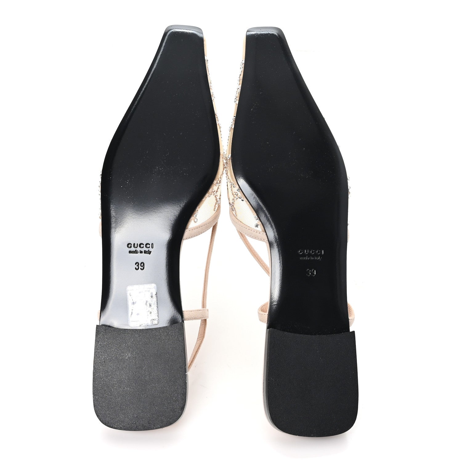 Gucci Suede Mesh Crystal GG Monogram Slingback Ballet Flats 39 Light Powder Skin Rose 6 of 9