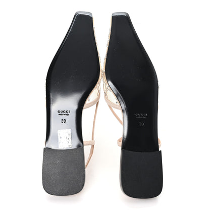Gucci Suede Mesh Crystal GG Monogram Slingback Ballet Flats 39 Light Powder Skin Rose 6 of 9