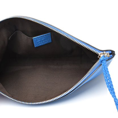Gucci Pebbled Calfskin Large Bamboo Clutch Blue 4 of 7