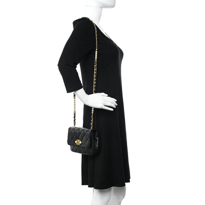 Chanel Glazed Calfskin Quilted Mini Pearl Side Flap Black 2 of 12