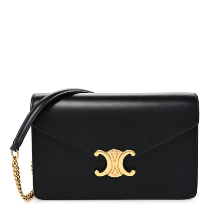 Celine Shiny Calfskin Triomphe Margo Wallet on Chain Black 1 of 10