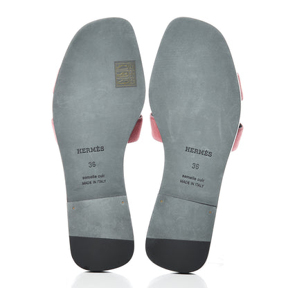 Hermes Suede Goatskin Oran Sandals 36 Rose De Venice 5 of 7
