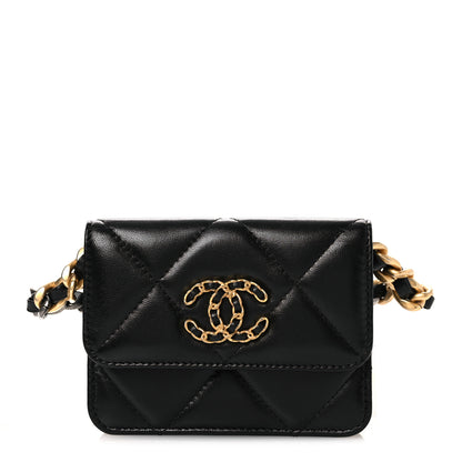 Chanel Lambskin Quilted Chanel 19 Flap Belt Bag Black 2 of 27