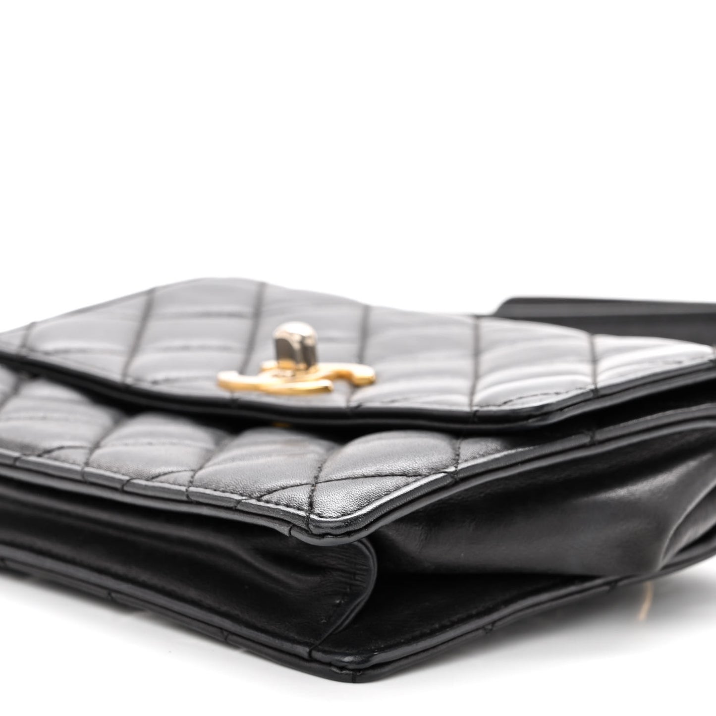 Lambskin Quilted Flap Waist Belt Bag 75 30 Black
