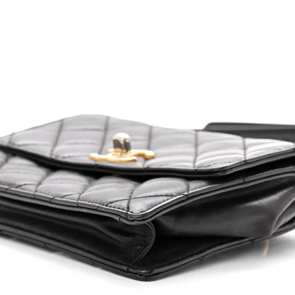 Chanel Lambskin Quilted Flap Waist Belt Bag 75 30 Black 10 of 10
