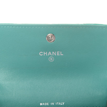 Chanel Patent Quilted Flap Card Holder Turquoise 8 of 11