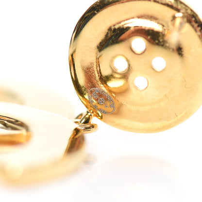 Chanel Metal Large Paris Button Earrings Gold 4 of 5