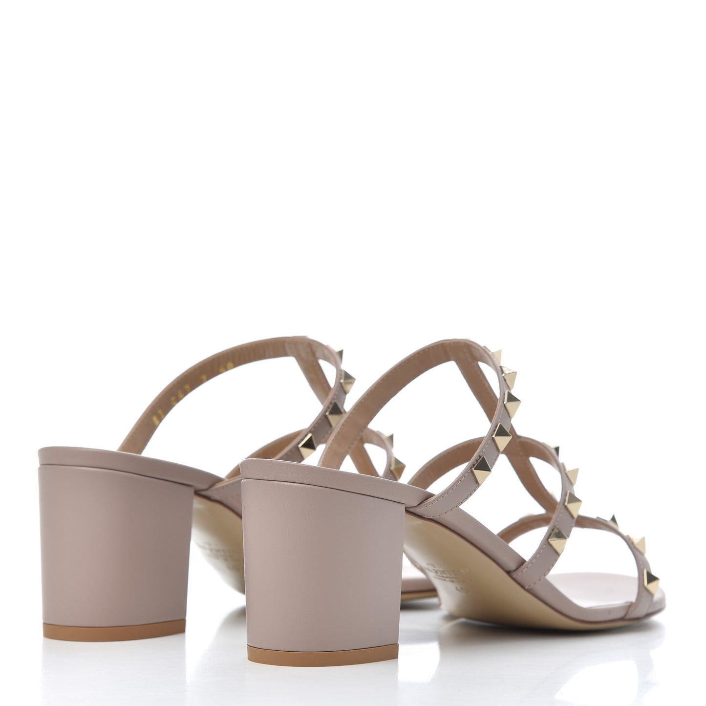 Calfskin Rockstud 60mm Caged Slide Sandals 40 Poudre
