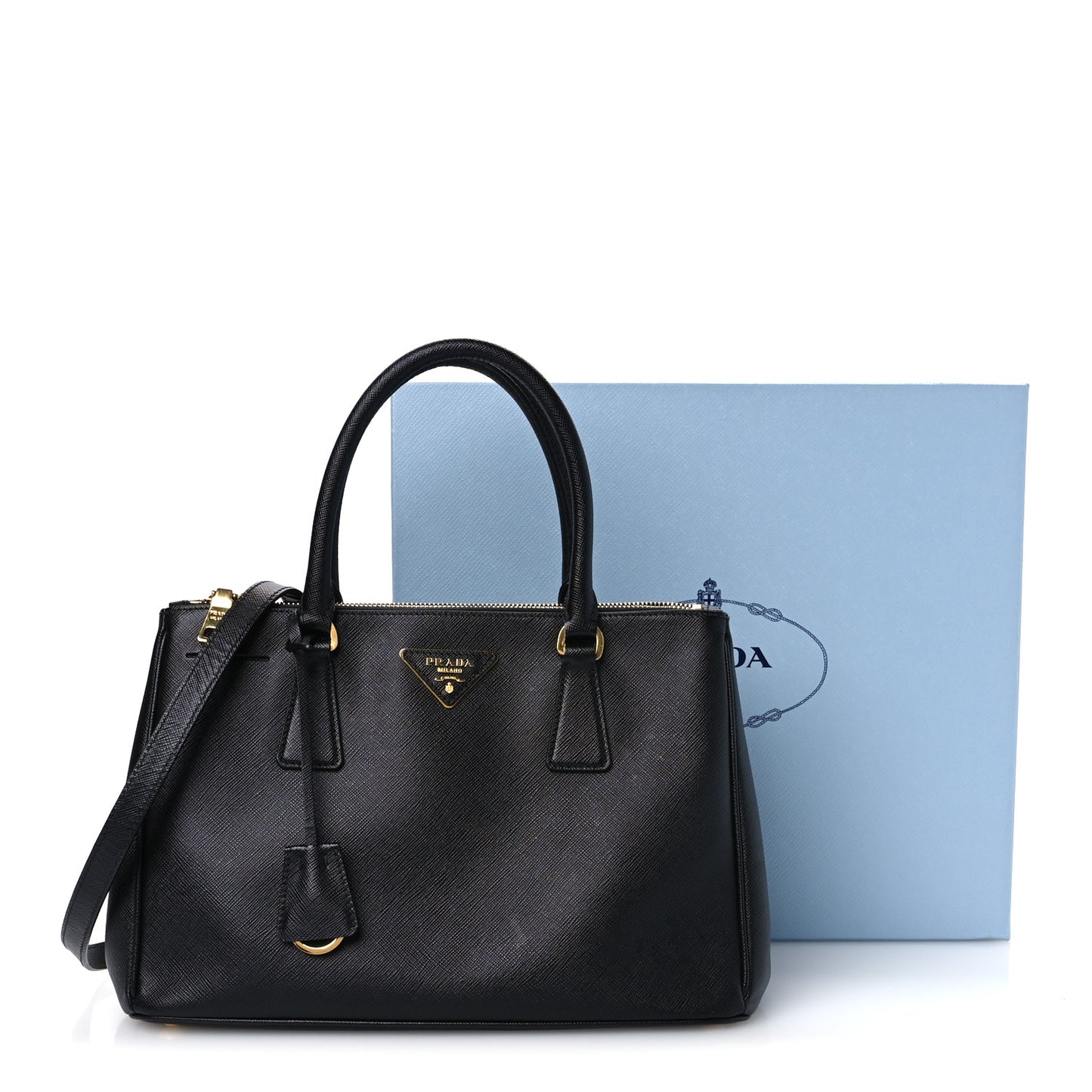 Saffiano Small Galleria Double Zip Tote Black