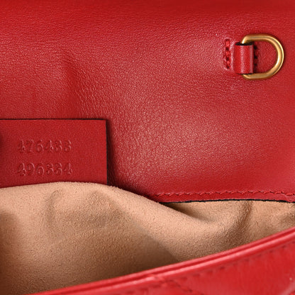 Gucci Calfskin Matelasse Super Mini GG Marmont Shoulder Bag Hibiscus Red 7 of 10