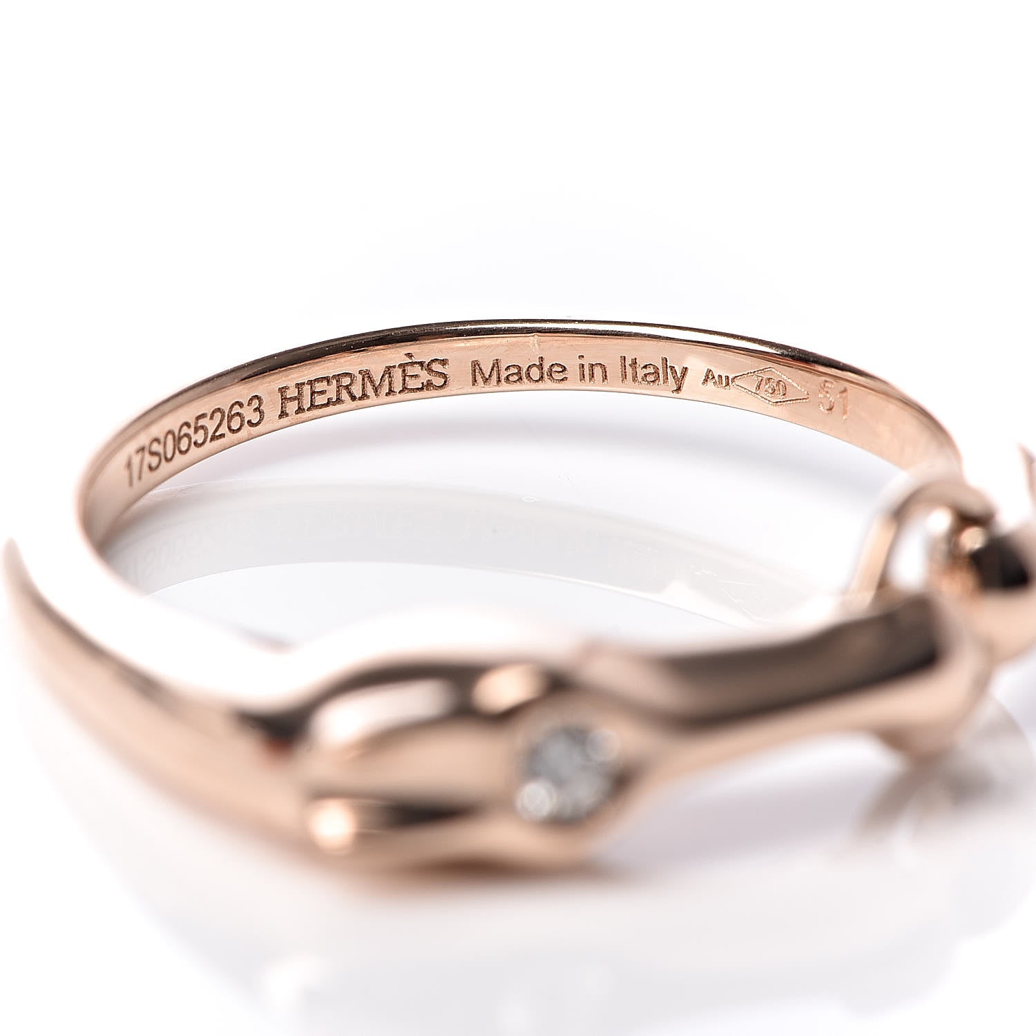 Hermes 18K Rose Gold Diamond TPM Galop Ring 51 5.75 4 of 6