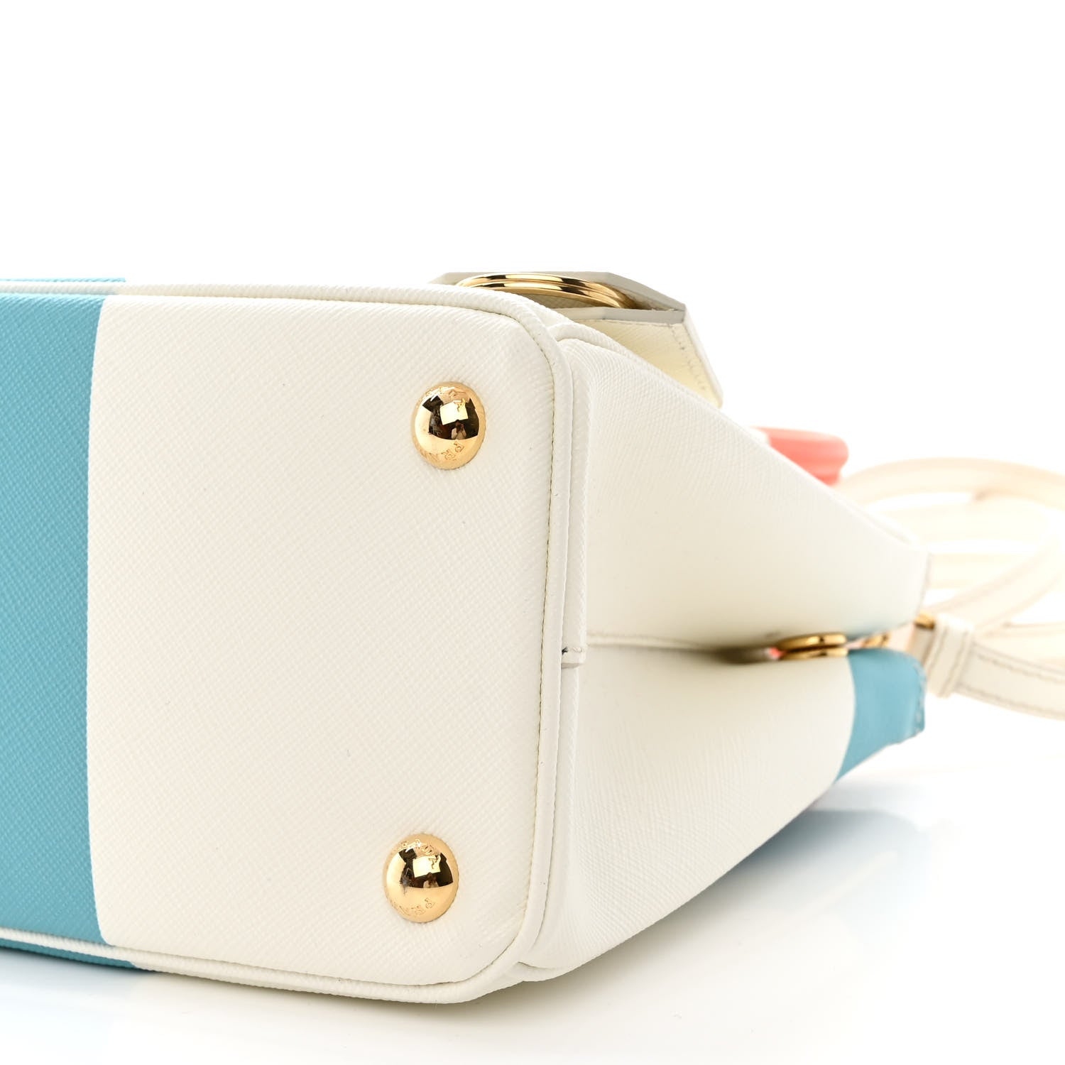 Prada X ALEX DA CORTE Saffiano Special Edition Small Galleria Double Zip Tote White Arancio 10 of 10