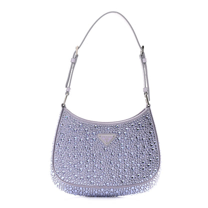 Prada Satin Crystal Cleo Adjustable Strap Shoulder Bag Glicine 1 of 7