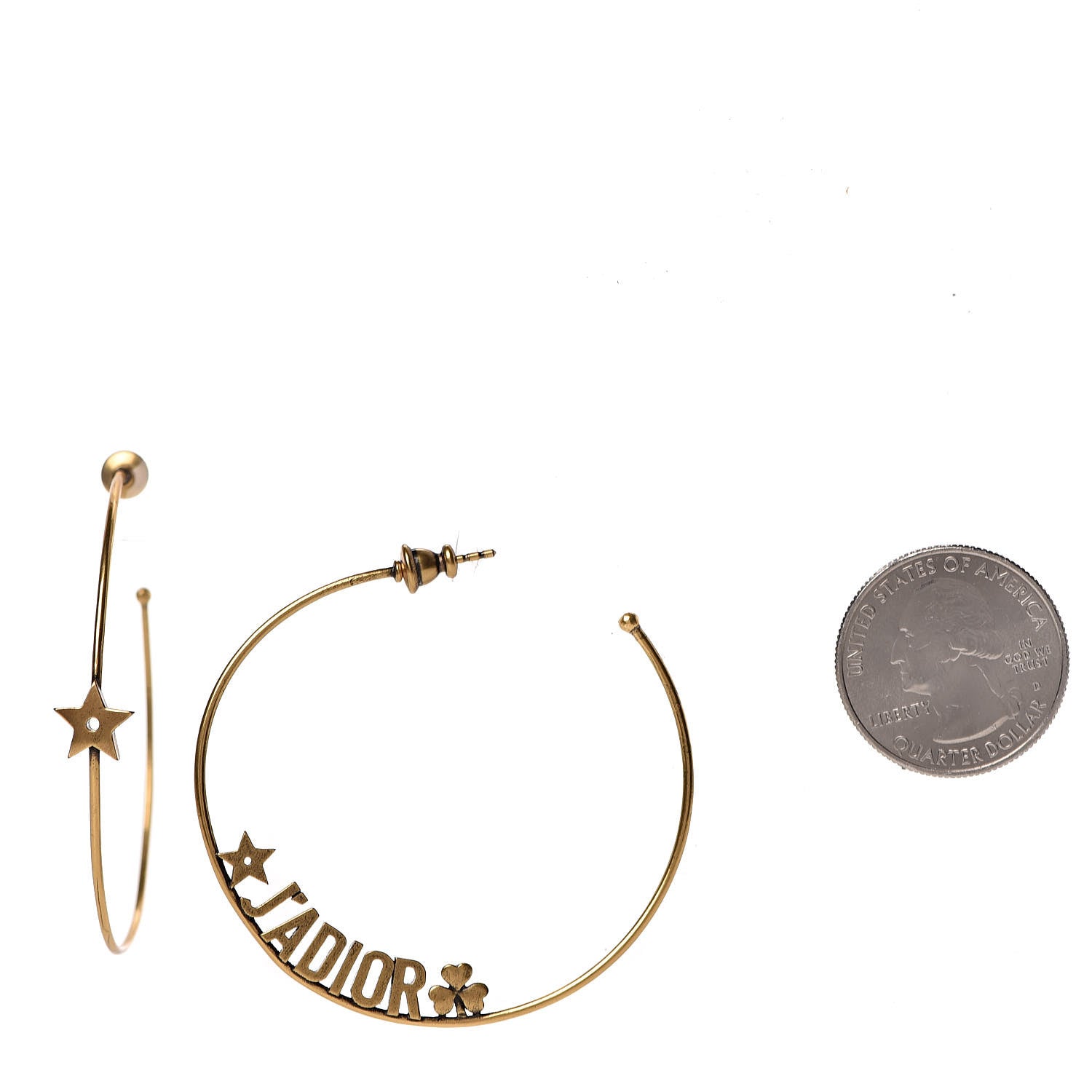 Christian Dior Metal J'Adior Hoop Earrings Aged Gold 2 of 4