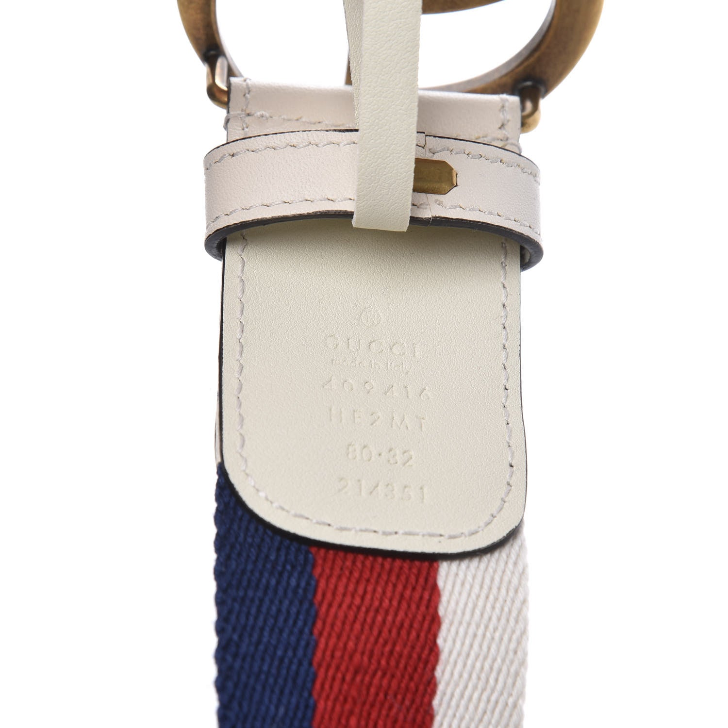 Gucci Nylon Calfskin Sylvie Web Double G 40mm Belt 80 32 Mystic White Hibiscus Red Maritime 3 of 5