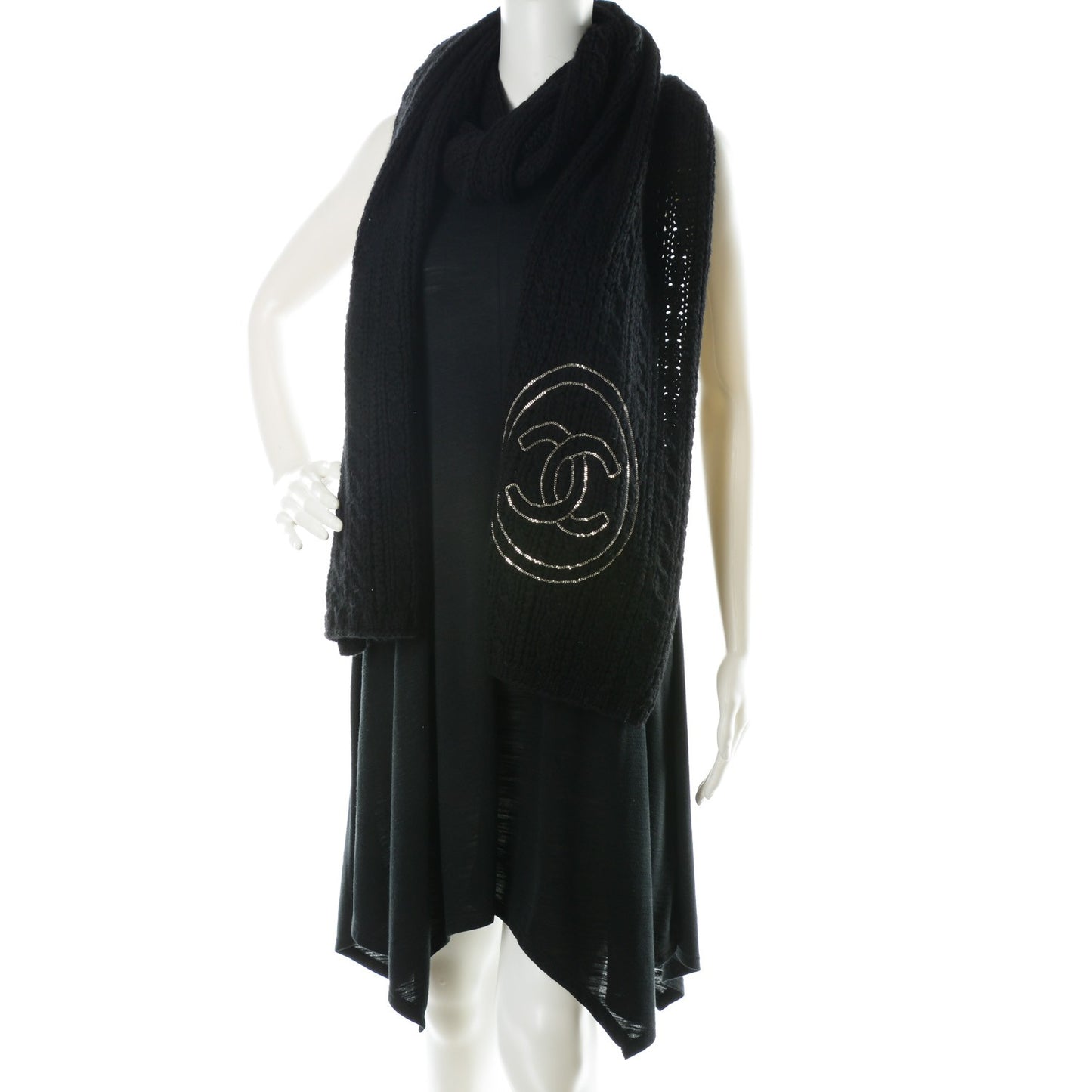 Cashmere Chain CC Scarf Black