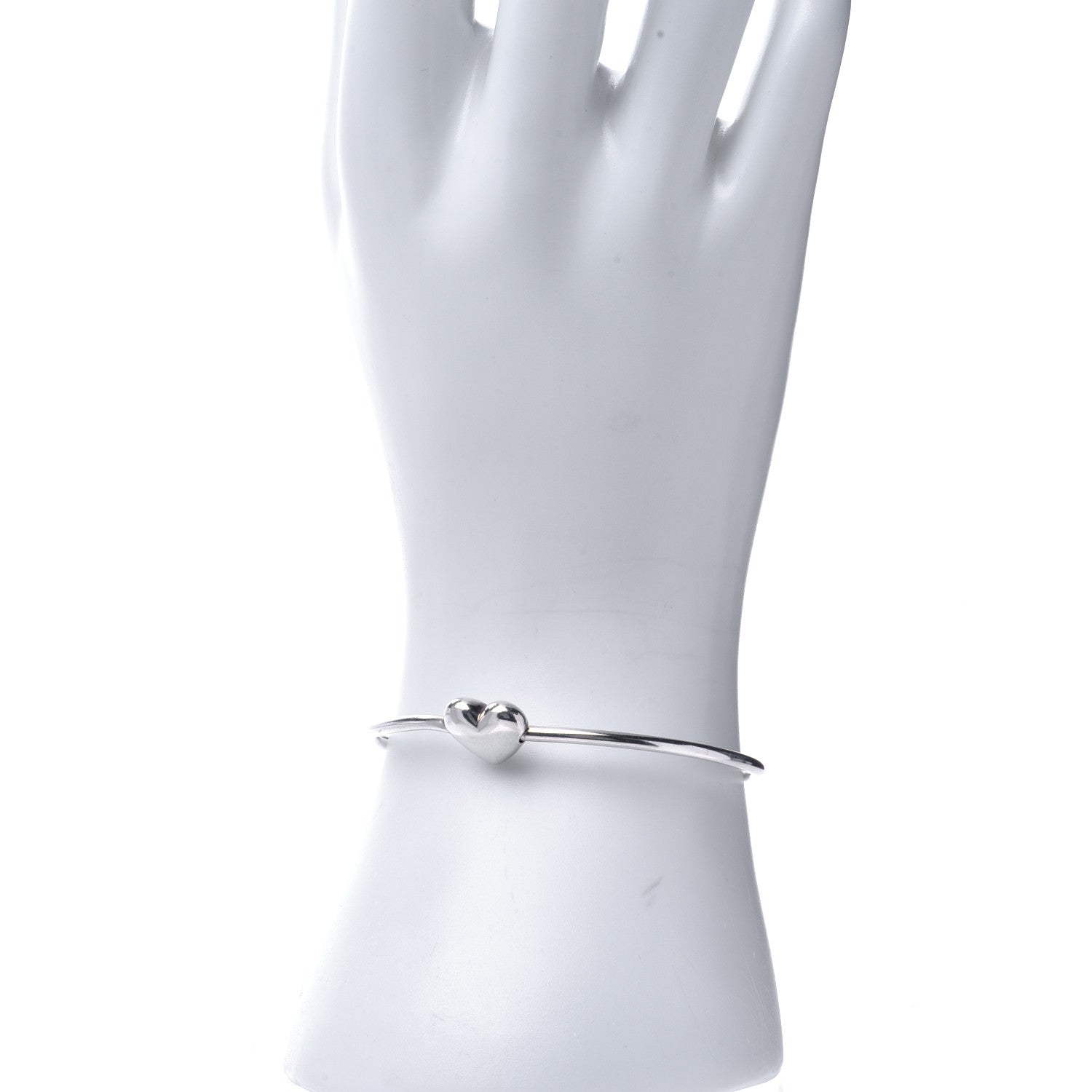 Tiffany Sterling Silver Puffy Heart Bangle Bracelet 2 of 6