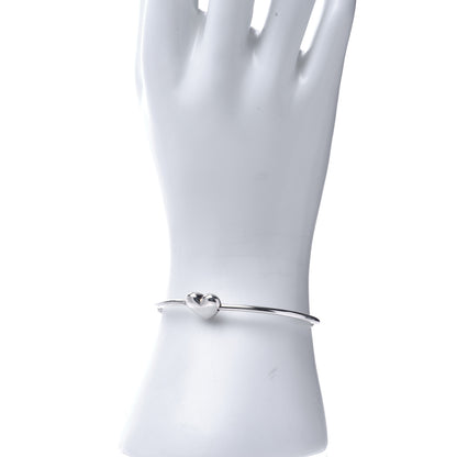 Tiffany Sterling Silver Puffy Heart Bangle Bracelet 2 of 6