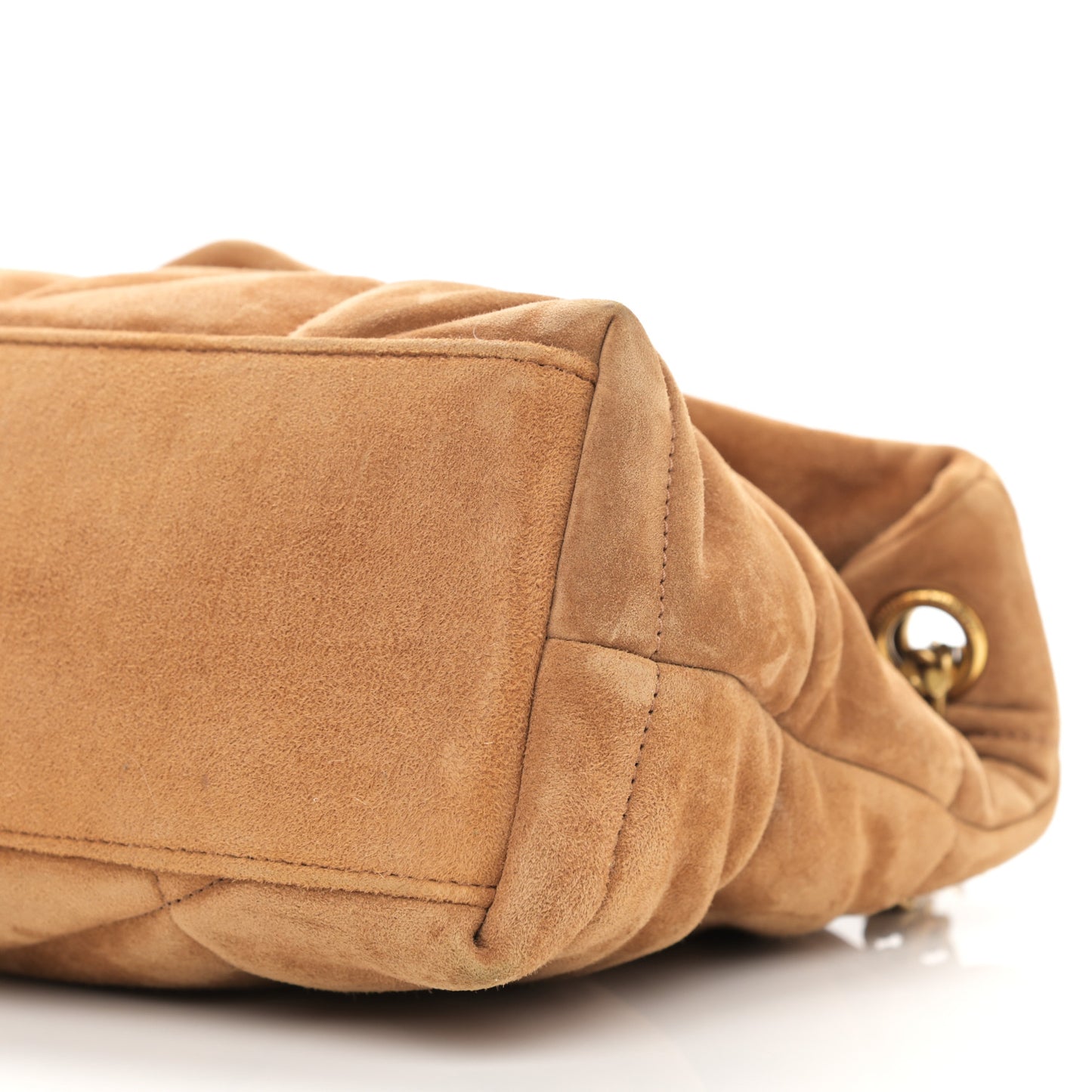 Suede Calfskin Quilted Small Loulou Puffer Monogram Chain Satchel Cinnamon
