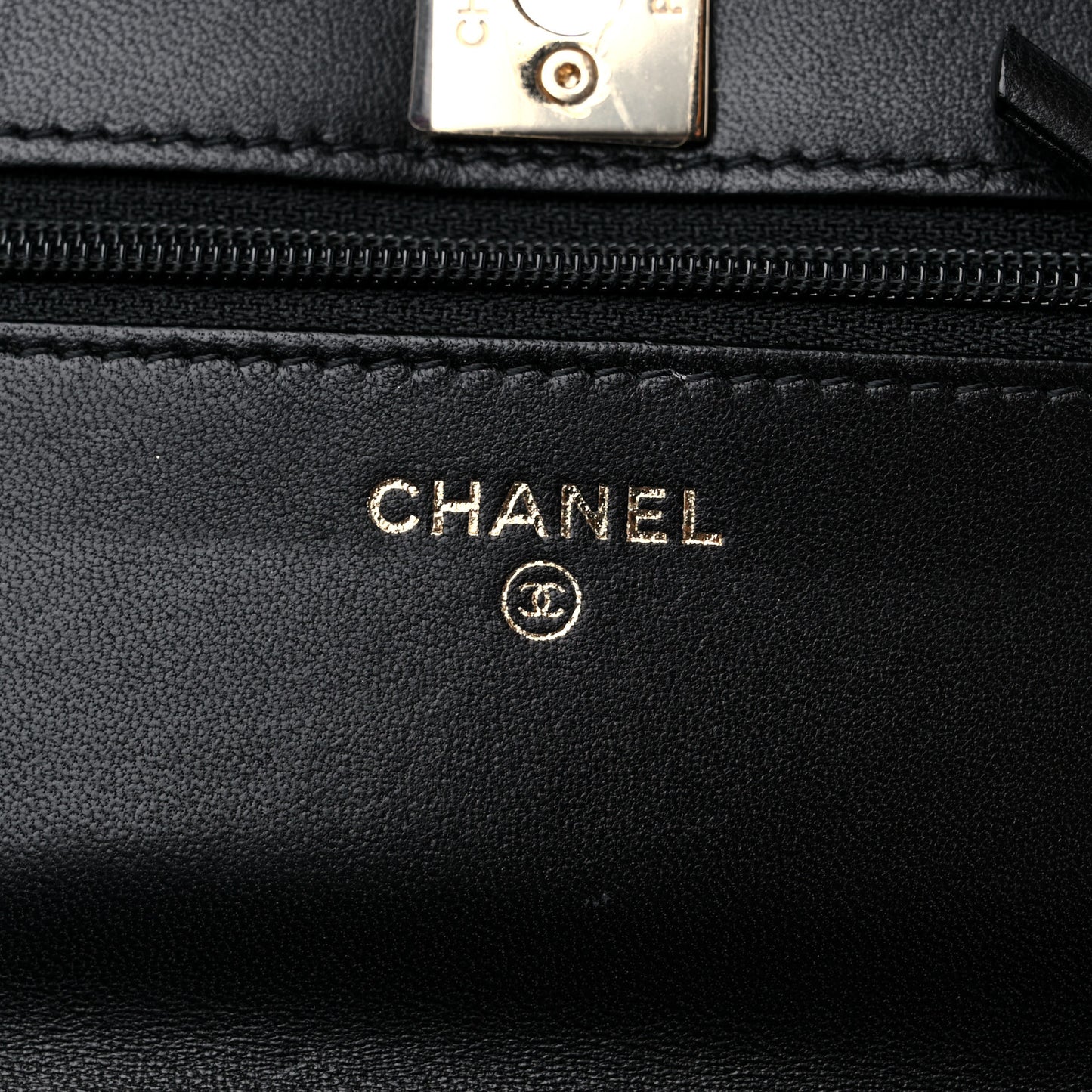 Lambskin Quilted Trendy CC Wallet On Chain WOC Black