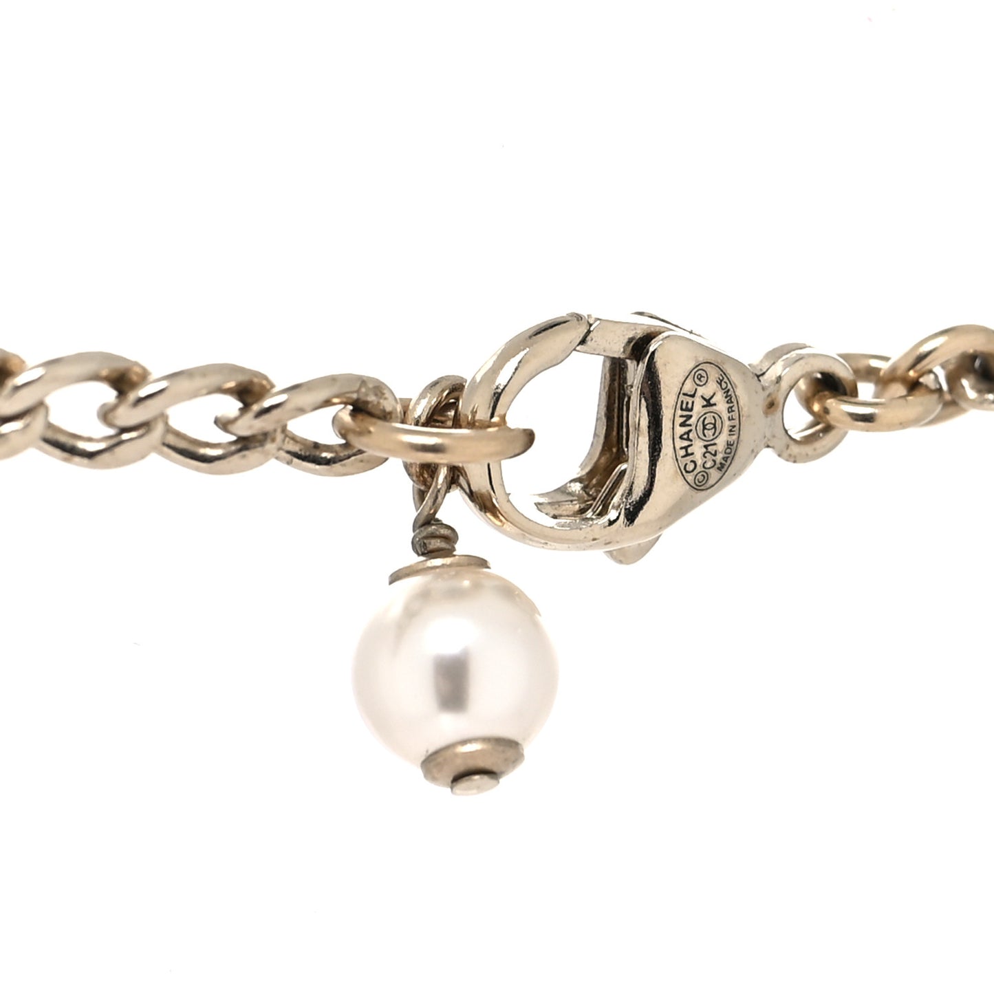 Crystal Textured CC Pendant Necklace Gold