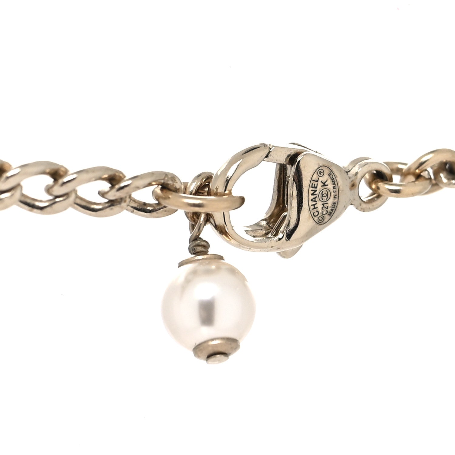 Chanel Crystal Textured CC Pendant Necklace Gold 4 of 5