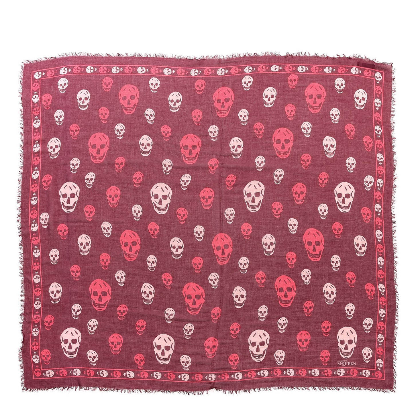 Modal Silk Skull Scarf Burgundy Pink