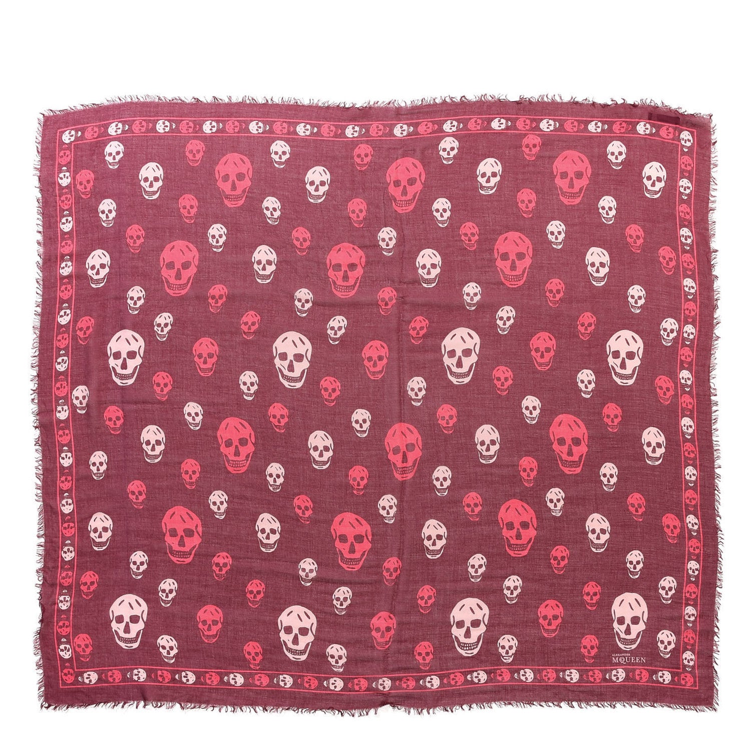 Alexander McQueen Modal Silk Skull Scarf Burgundy Pink 3 of 7