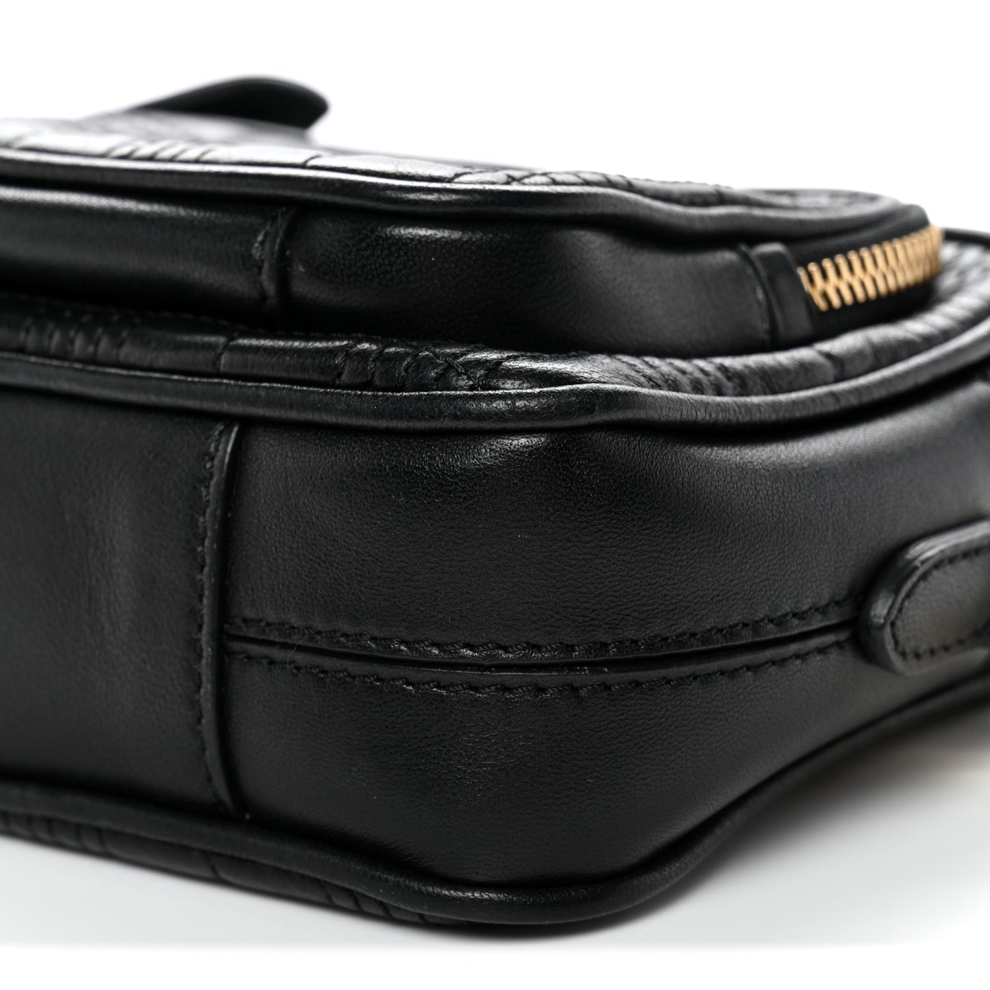 Calfskin Quilted Mini Lola Camera Bag Black