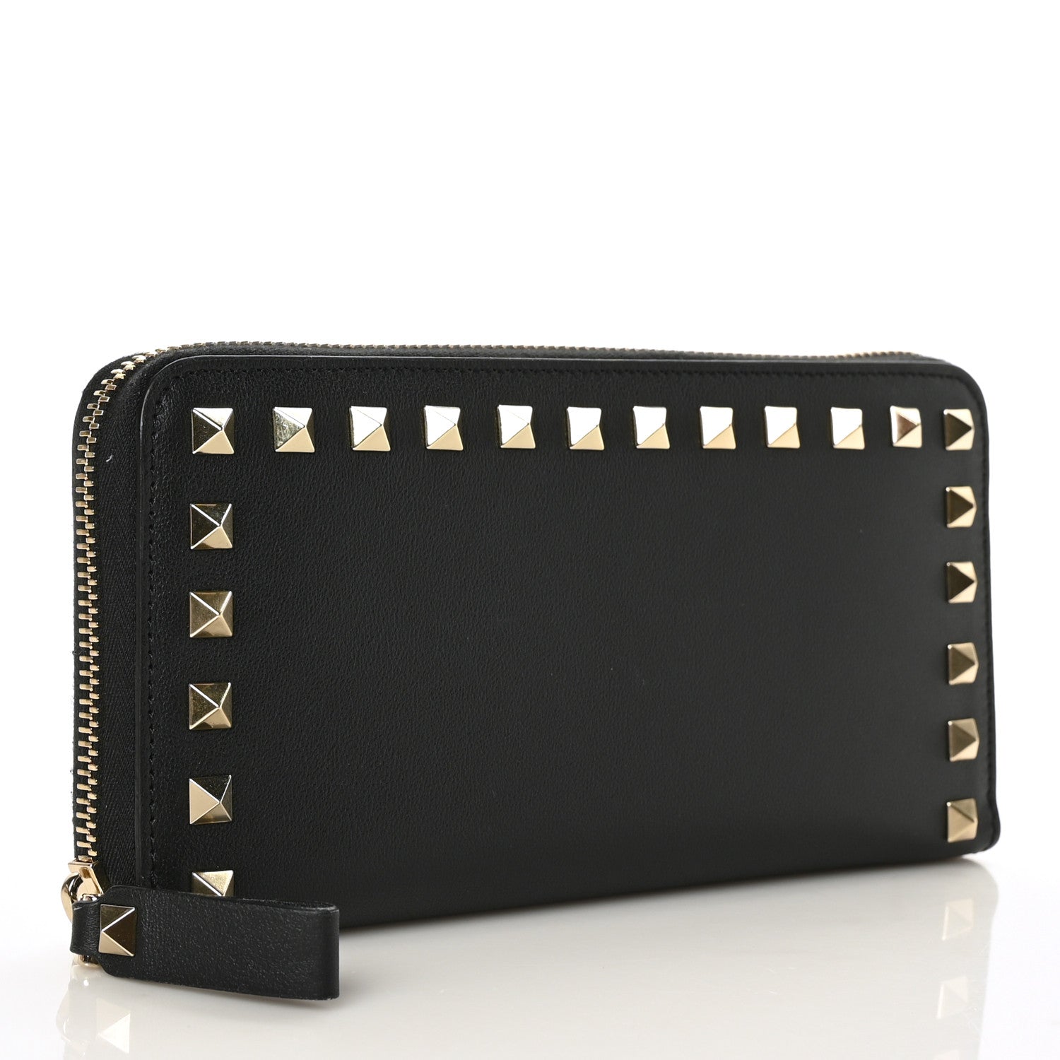 Valentino Garavani Vitello Rockstud Zip Around Wallet Black 3 of 6