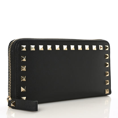 Valentino Garavani Vitello Rockstud Zip Around Wallet Black 3 of 6