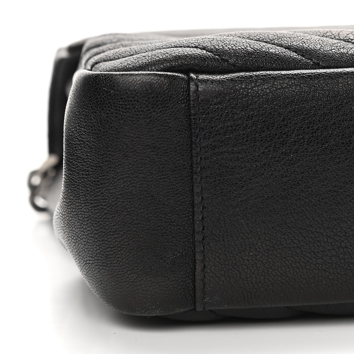 Sheepskin Matelasse Chevron Monogram Large College Satchel Black