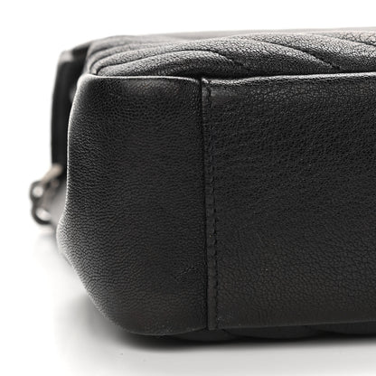 Saint Laurent Sheepskin Matelasse Chevron Monogram Large College Satchel Black 10 of 16