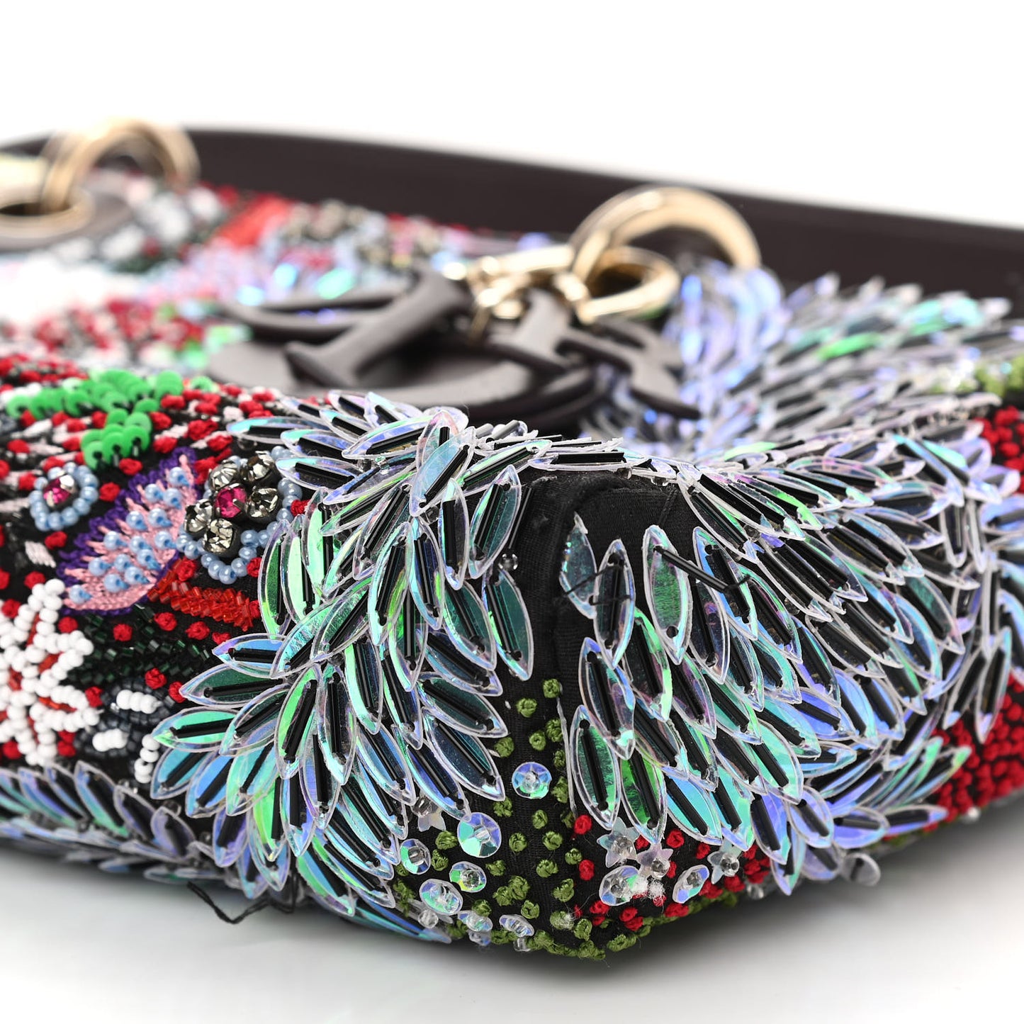 Calfskin Embroidered Sequin East West Lady Dior Multicolor