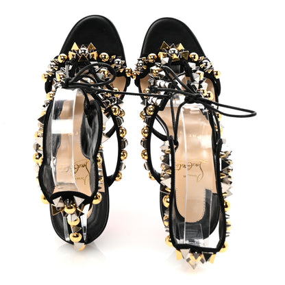 Christian Louboutin Shiny Nappa Studded Kaleikita 100 Sandals 38.5 Black 2 of 10