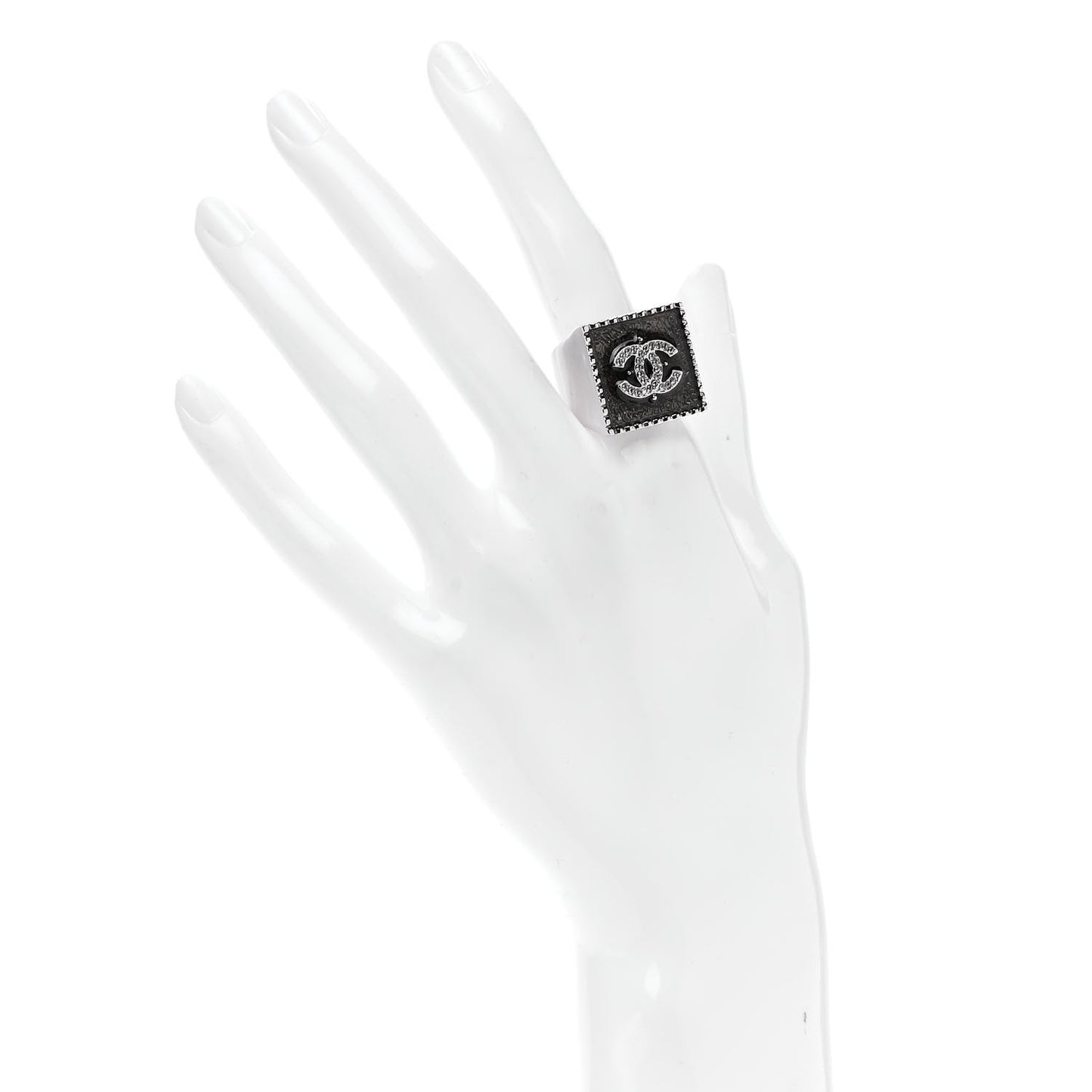Crystal CC Ring Black Silver